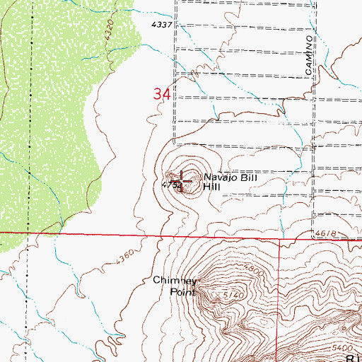 Topographic Map of Navajo Bill Hill, NM