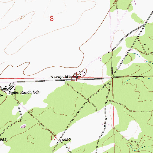 Topographic Map of Navajo Mission, NM