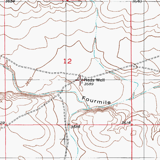 Topographic Map of Neds Well, NM