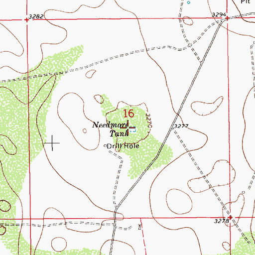 Topographic Map of Needmore Tank, NM