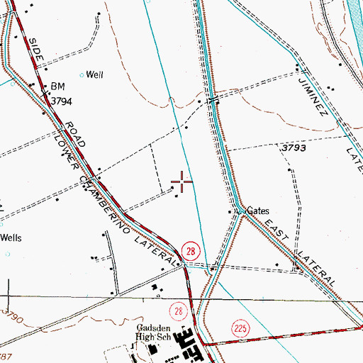 Topographic Map of Nemexas Drain, NM