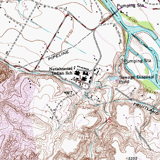 Topographic Map of Nenahnezad Indian School, NM
