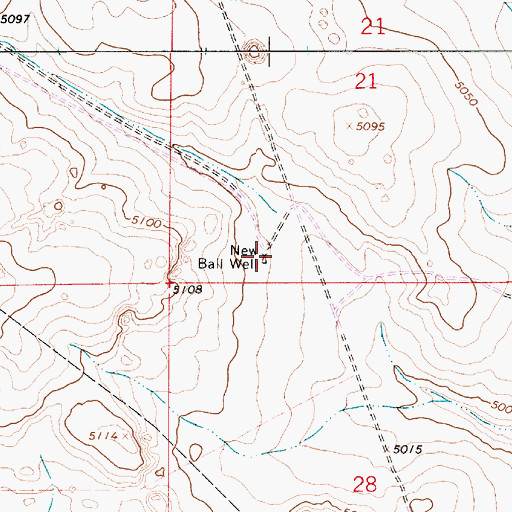Topographic Map of New Ball Well, NM