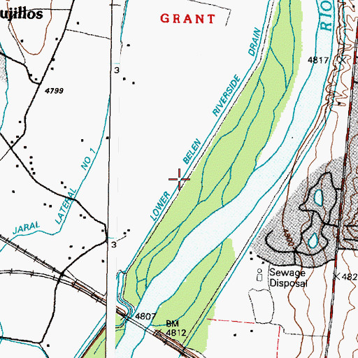 Topographic Map of New Jaral Ditch, NM