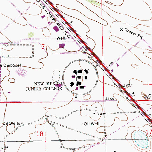 Topographic Map of New Mexico Junior College, NM
