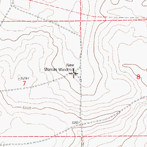 Topographic Map of New Monias Windmill, NM