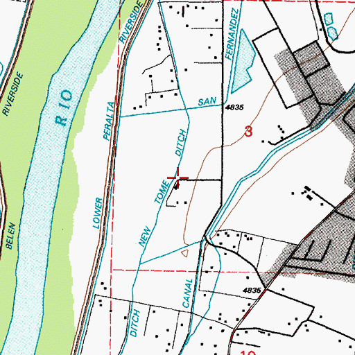 Topographic Map of New Tome Ditch, NM