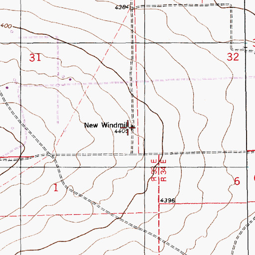 Topographic Map of New Windmill, NM