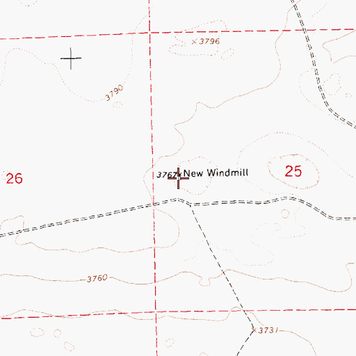 Topographic Map of New Windmill, NM