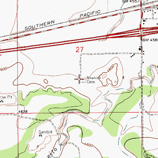 Topographic Map of Newkirk Cemetery, NM