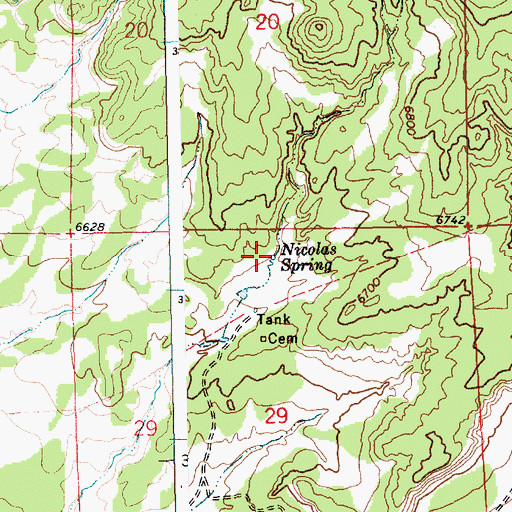 Topographic Map of Nicolas Spring, NM