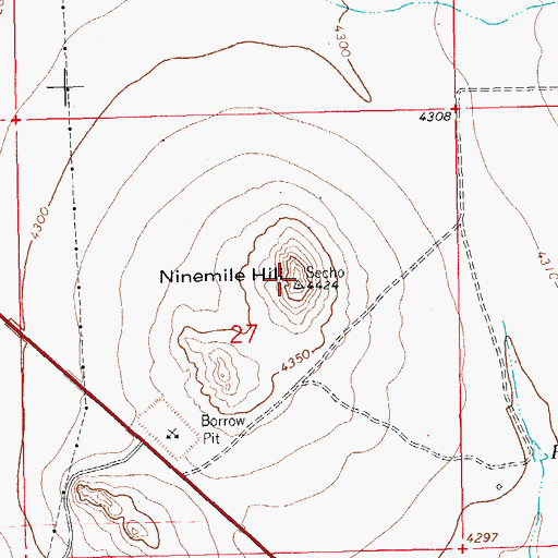 Topographic Map of Ninemile Hill, NM