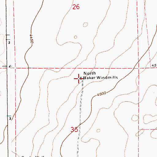Topographic Map of North Baker Windmills, NM