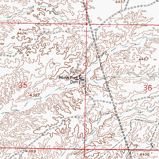 Topographic Map of North Fork Dam, NM