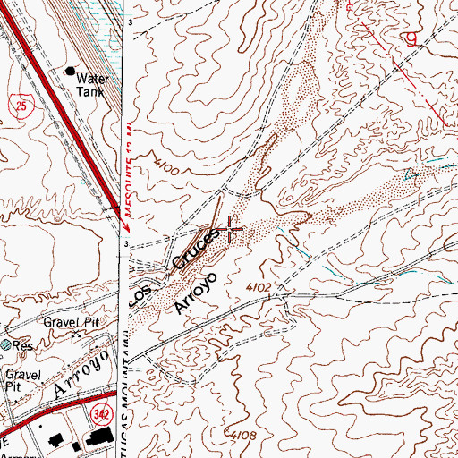 Topographic Map of North Fork Las Cruces Arroyo, NM