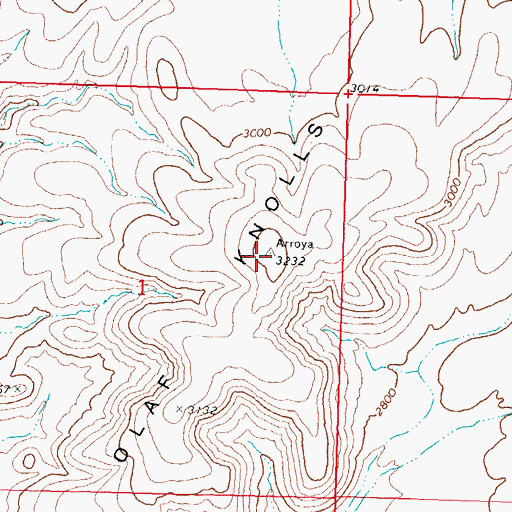 Topographic Map of Olaf Knolls, AZ