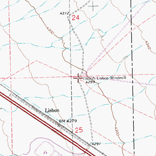 Topographic Map of North Lisbon Windmill, NM
