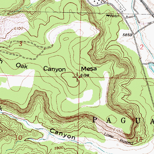 Topographic Map of North Oak Canyon Mesa, NM