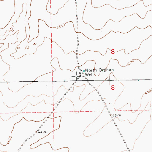 Topographic Map of North Orphan Well, NM