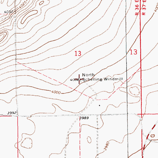 Topographic Map of North Schelling Windmill, NM