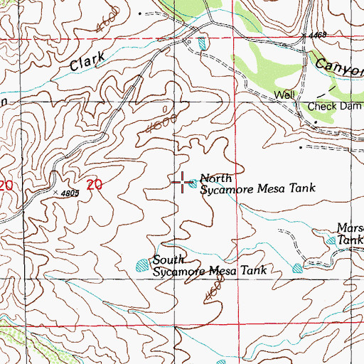 Topographic Map of North Sycamore Mesa Tank, NM