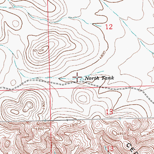 Topographic Map of North Tank, NM