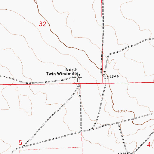 Topographic Map of North Twin Windmills, NM