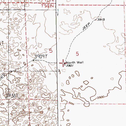 Topographic Map of North Well, NM
