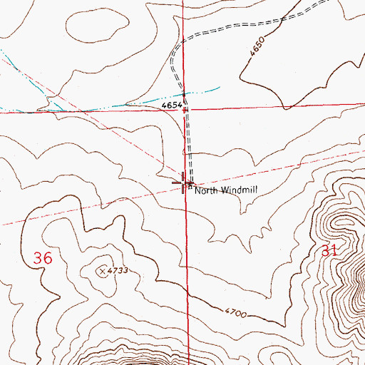 Topographic Map of North Windmill, NM