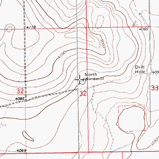 Topographic Map of North Windmill, NM