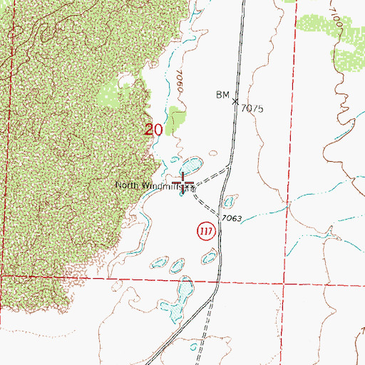 Topographic Map of North Windmill, NM