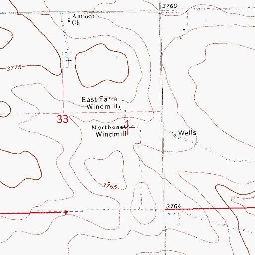 Topographic Map of Northeast Windmill, NM