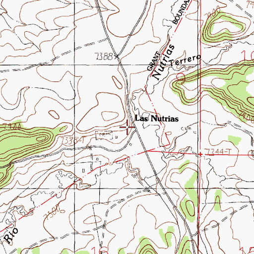 Topographic Map of Nutrias, NM