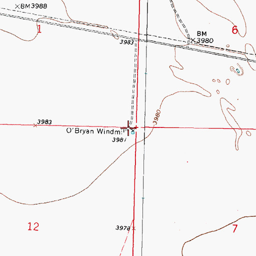 Topographic Map of O'Bryan Windmill, NM