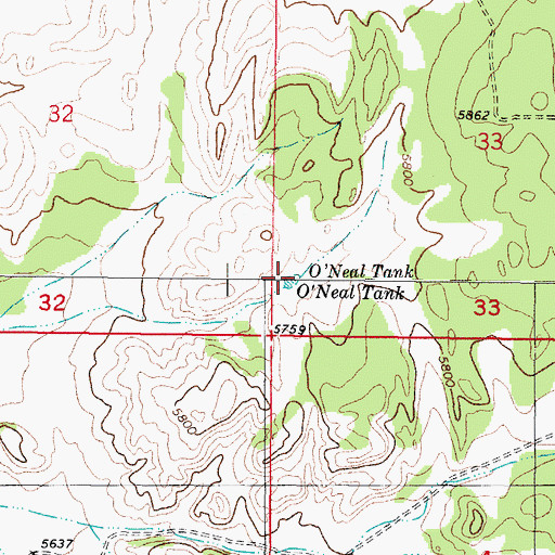 Topographic Map of O'Neal Tank, NM