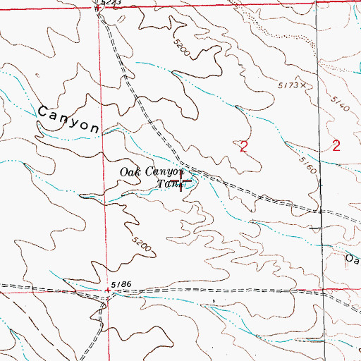 Topographic Map of Oak Canyon Tank, NM