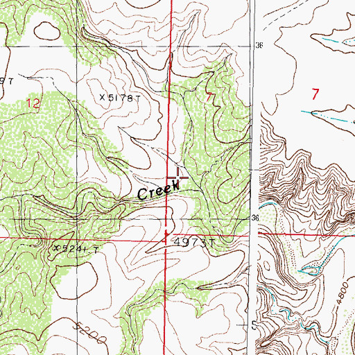 Topographic Map of Oak Spring Creek, NM