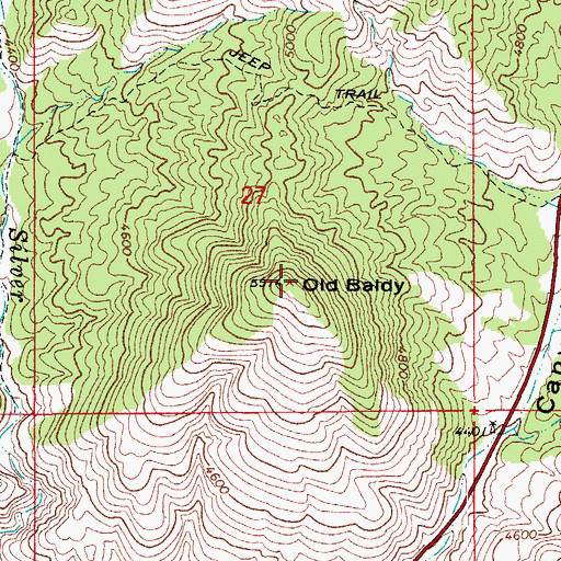 Topographic Map of Old Baldy, AZ