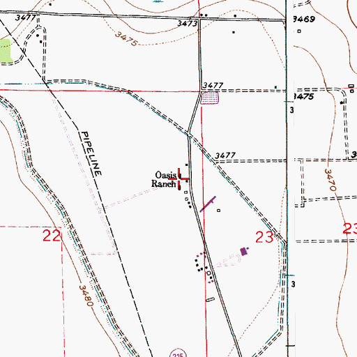 Topographic Map of Oasis Ranch, NM