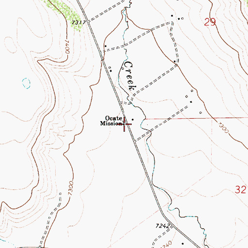 Topographic Map of Ocate Mission, NM