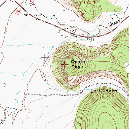 Topographic Map of Ocate Peak, NM