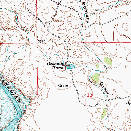 Topographic Map of Ochenta Tank, NM