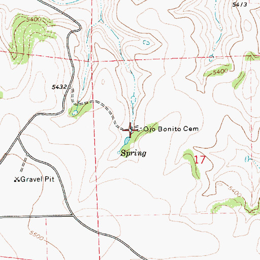 Topographic Map of Ojo Bonito Cemetery, NM