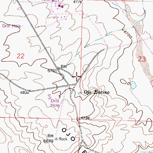 Topographic Map of Ojo Encino Trailer School, NM