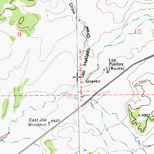 Topographic Map of Ojo Hallado Draw, NM