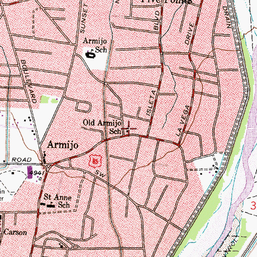 Topographic Map of Old Armijo School, NM