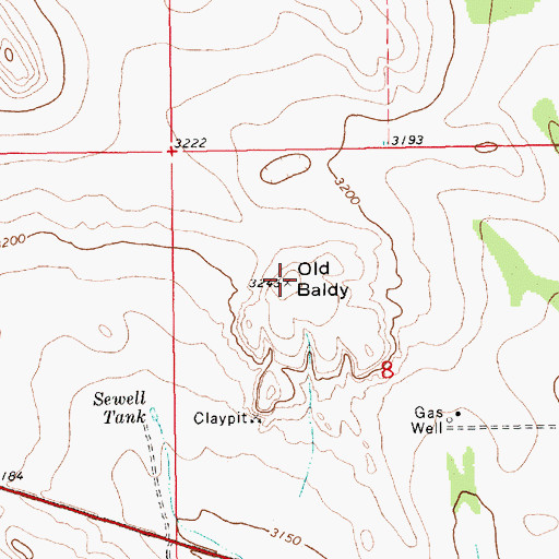 Topographic Map of Old Baldy, NM