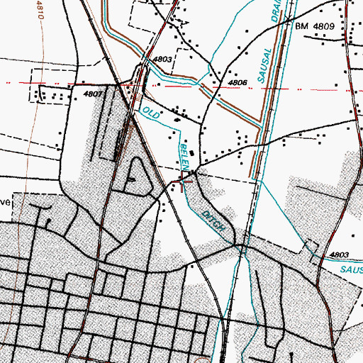 Topographic Map of Old Belen Ditch, NM