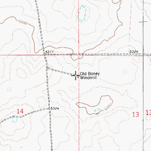 Topographic Map of Old Boney Windmill, NM