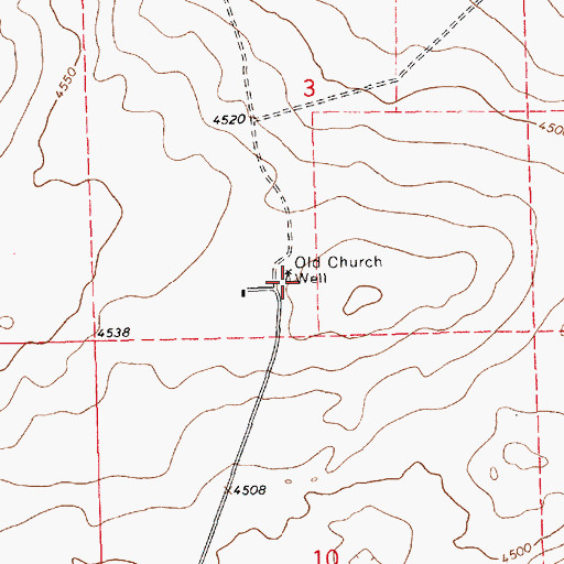 Topographic Map of Old Church Well, NM